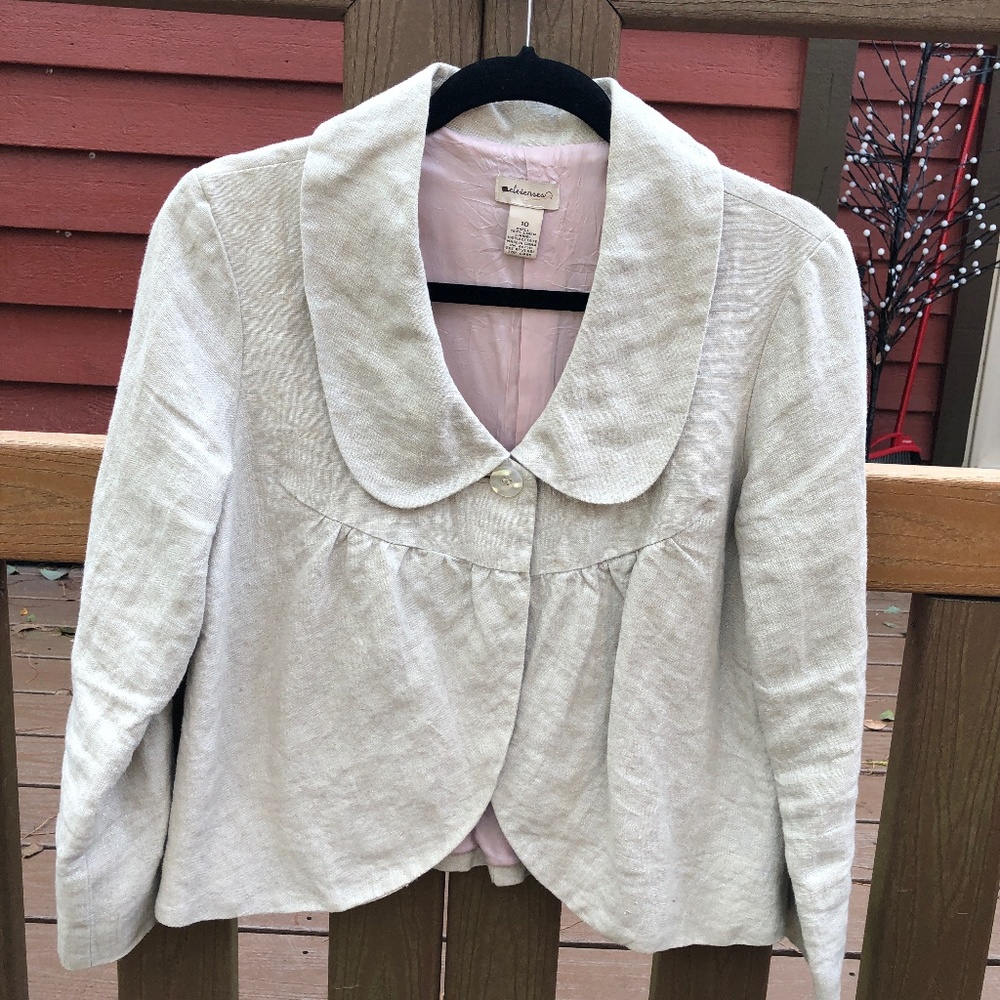Anthropologie Elevenses Short Linen Jacket